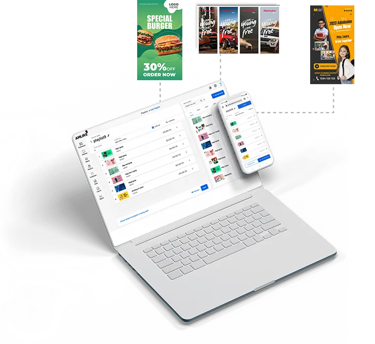 The amliré dashboard, used to schedule content across every screen